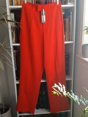 Forever 21 BNWT Red Wide Straight Leg Taylor Cut High Rise Dress Pant